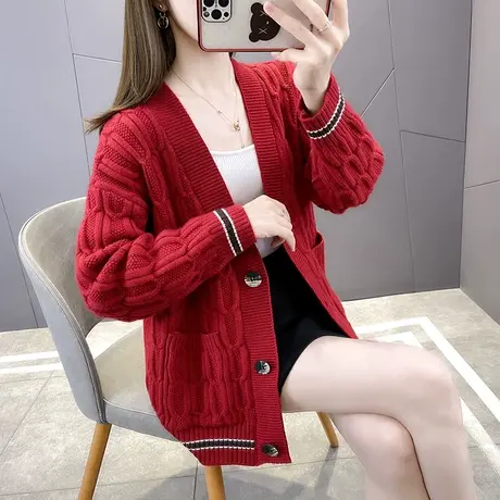 毛衣短外套女开衫秋季2023年新款女慵懒风宽松长袖针织衫初秋上衣商品大图