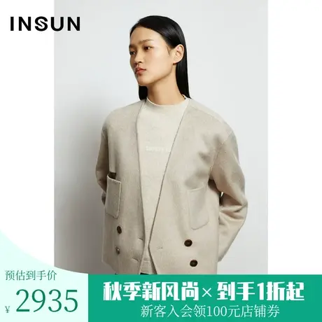 恩裳秋季商场同款口袋设计薄款柔软气质轻商务毛呢外套商品大图