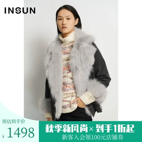 恩裳商场同款冬时尚气质大狐狸毛领保暖层次感皮草女图片