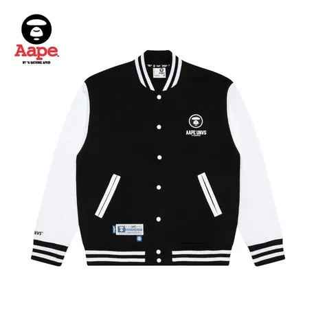 Aape旗舰店男装春夏猿颜简约字母印花宽松棒球卫衣外套3988XXK商品大图