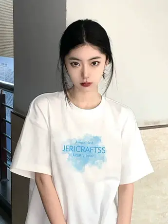 孕妇装加大码夏季新款短袖T恤宽松别致设计感小众情侣装纯欲上衣商品大图