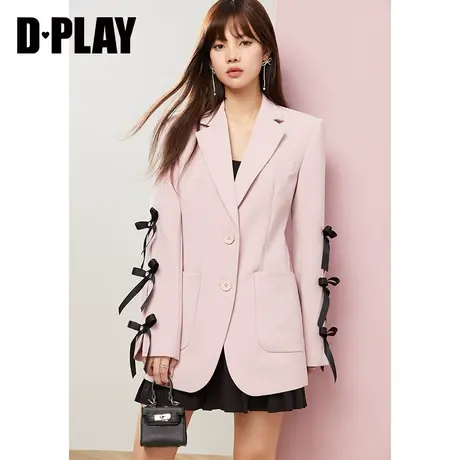 DPLAY秋装新款甜美蜡粉色翻驳领西装外套图片