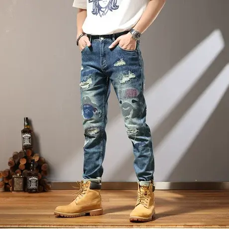 Modi Nick/摩帝尼克潮流百搭牛仔裤男水洗休闲时尚裤子百搭直筒裤商品大图