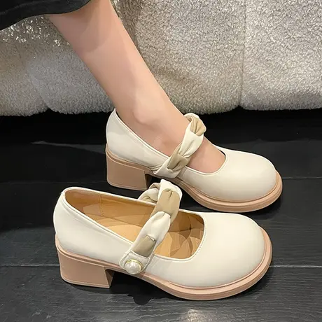 玛丽珍女鞋子2023新款夏季粗跟高跟鞋配裙子小皮鞋仙女温柔风单鞋商品大图