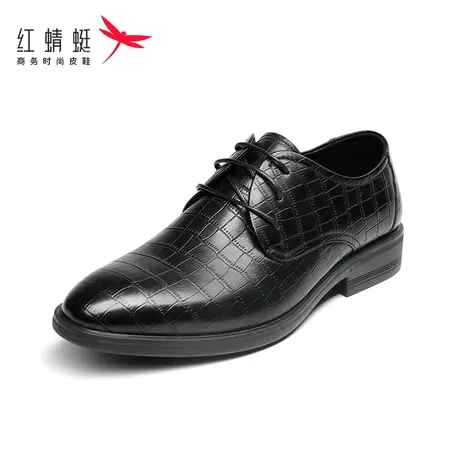 红蜻蜓春夏男士商务结婚皮鞋休闲内增高真皮正装英伦新郎男鞋透气商品大图