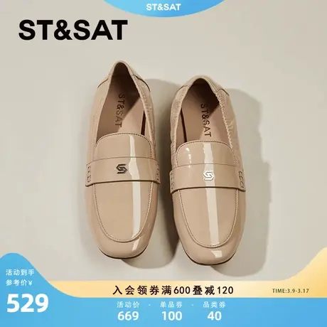 星期六鞋子女2024春季新款软底豆豆鞋女单鞋粗跟乐福鞋真皮小皮鞋商品大图