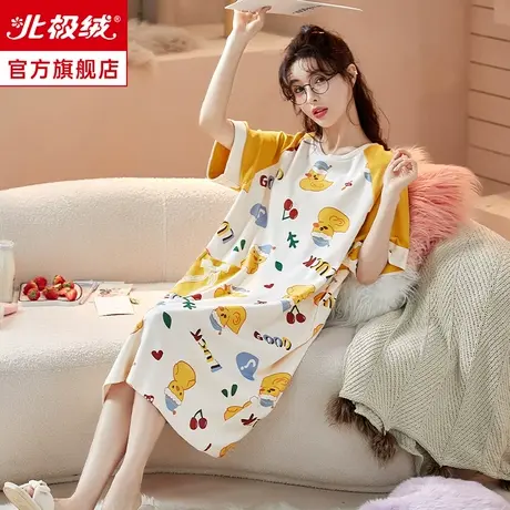 纯棉睡裙女款夏天2023年新款短袖大码可爱外穿睡衣女士夏季家居服商品大图