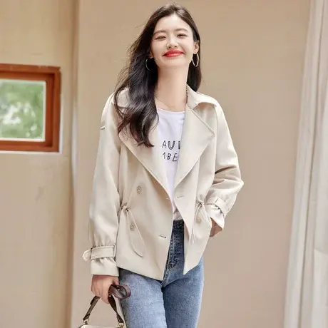 时尚气质知性风衣外套2022年秋季新款女士简约修身显瘦小个子上衣商品大图