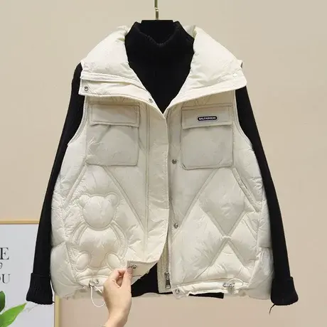 羽绒棉马甲女款外搭2023冬季新款黑色短款羽绒棉爆款马夹外套坎肩图片