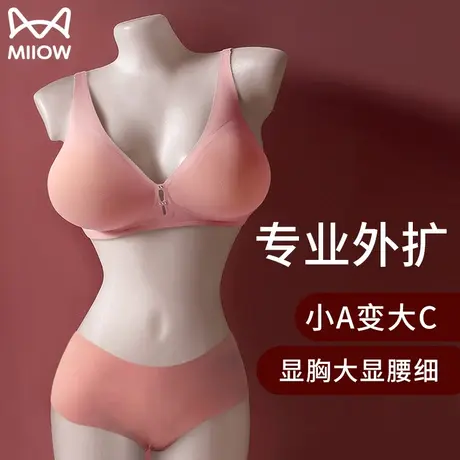 猫人外扩型胸内衣女小胸聚拢显大性感无痕穿出漫画胸无钢圈文胸罩图片