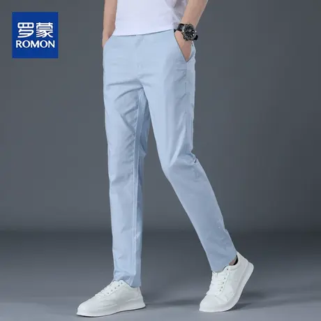罗蒙裤子男夏季潮牌修身小脚长裤纯色男士休闲裤薄款纯棉工装西裤图片