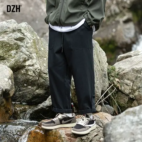 男士黑色工装裤男款潮牌秋季裤子2023新款休闲裤宽松直筒长裤阔腿商品大图
