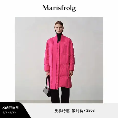 【轻羽系列】玛丝菲尔冬针织立领白鹅绒长款羽绒服外套图片
