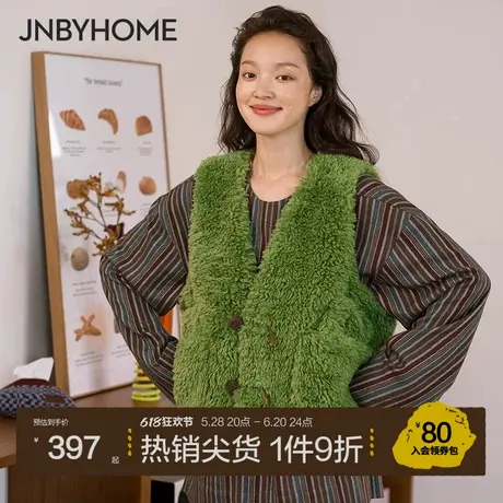 【仿羊羔毛马甲背心】JNBYHOME江南布衣秋冬复古可外穿开襟上衣女商品大图