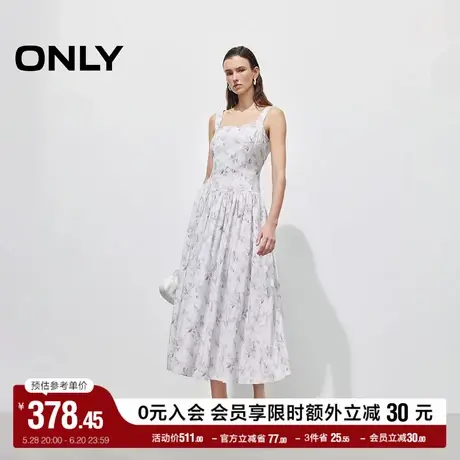 ONLY奥莱2025夏季新款度假风花卉印花宽肩带吊带修身长裙连衣裙女图片