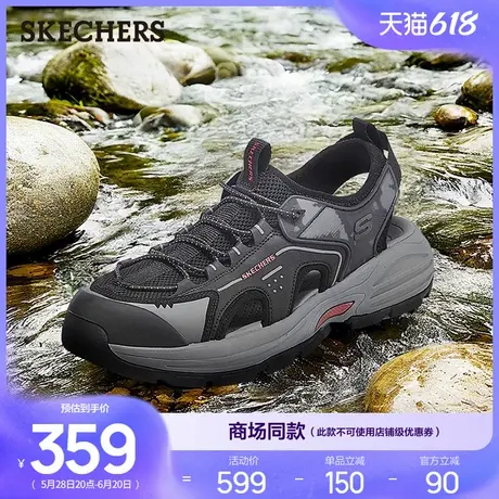 斯凯奇2025年新款男鞋夏季城市户外凉鞋厚底耐磨一脚蹬沙滩鞋凉拖商品大图