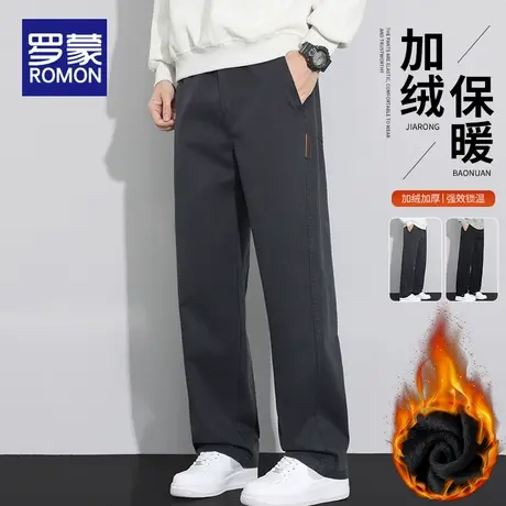 罗蒙秋冬款男士休闲裤2025新款潮牌简约运动长裤宽松直筒阔腿裤子商品大图