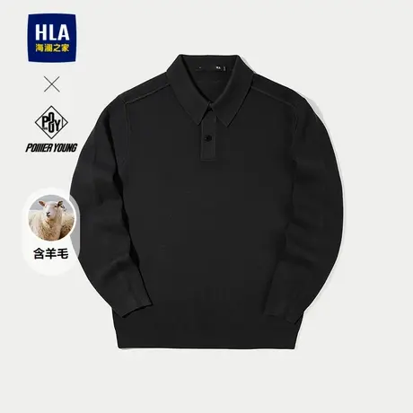 HLA/海澜之家POWER YOUNG长袖含绵羊毛针织衫25秋保暖翻领毛衣男商品大图
