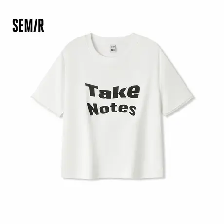 森马短袖T恤女短款修身拼接蕾丝上衣简约夏休闲字母衣服潮流个XY商品大图