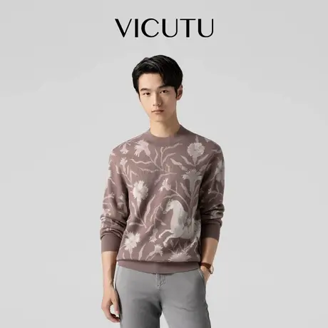 VICUTU威可多毛衣男秋冬舒适亲肤圆领百搭休闲羊毛针织衫图片