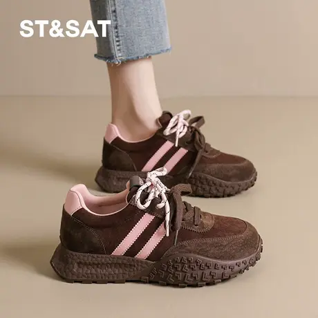 St&Sat/星期六大码厚底阿甘德训鞋女秋季百搭拼色软底休闲运动鞋商品大图