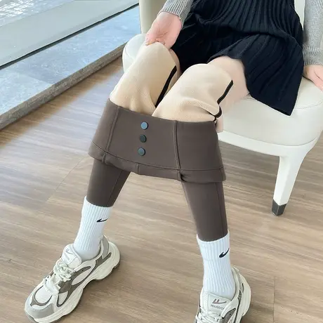 鲨鱼裤女外穿秋冬加绒加厚收腹提臀高腰紧身保暖瑜伽打底芭比裤子商品大图