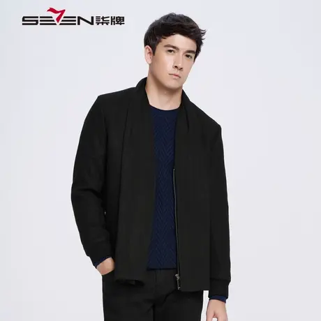 【清仓】柒牌男装夹克外套男春秋款毛料茄克时尚休闲青年修身外套商品大图