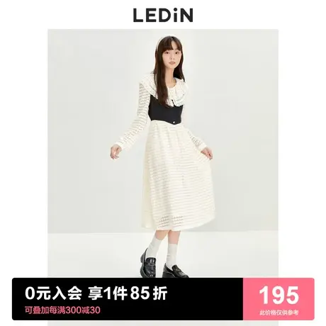 乐町拼接蕾丝连衣裙2023春季奶油爱心绒感氛围复古风裙子商品大图