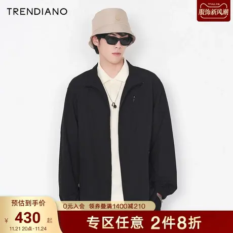 TRENDIANO官方潮牌秋季男装国潮简约时尚百搭宽松休闲风衣外套男图片
