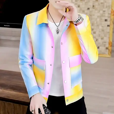 外套男士春秋季ins潮流帅气扎染夹克潮牌渐变超火男装薄款上衣服图片