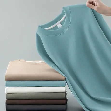 350g重磅卫衣男春秋款宽松潮流无帽上衣圆领纯色长袖t恤休闲百搭商品大图