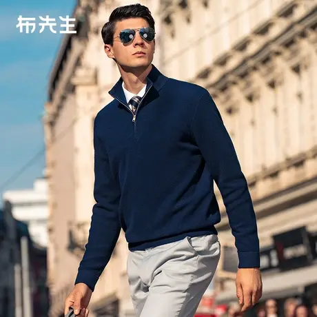 MrBu布先生半高拉链羊毛衫春秋新款商务男士毛衣外穿BT12251商品大图