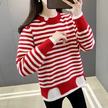 半高领毛衣宽松套头打底衫女春装2024年新款内搭爆款洋气针织衫女图片