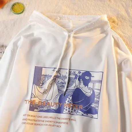 vintage古着薄款卫衣女春秋2024宽松韩版ins慵懒风bf炸街加绒外套商品大图