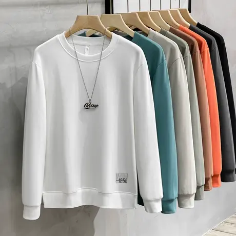 8色2023新款春秋季卫衣男潮ins宽松百搭圆领套头长袖t恤男打底衫商品大图