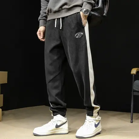 春季运动裤子春秋款束脚卫裤男士秋季男裤新款大码雪尼尔休闲裤男图片