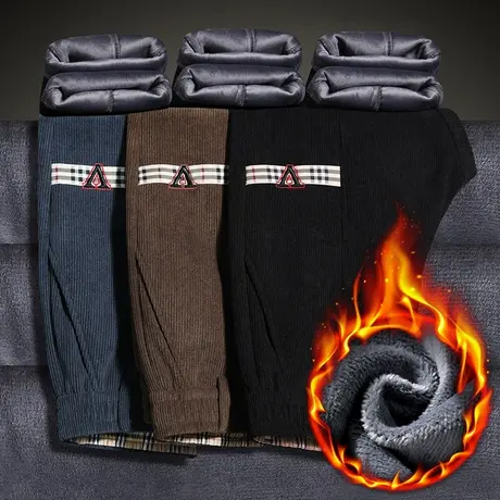 2023新款冬季男装加厚抗寒加绒裤秋冬款商务保暖休闲裤子冬天男裤商品大图