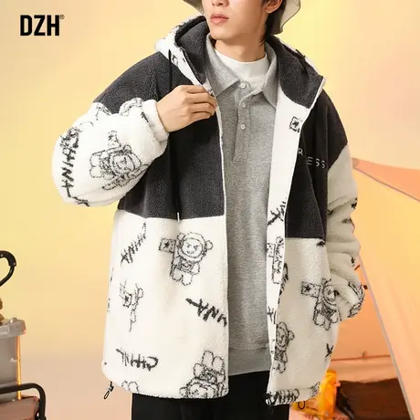 男士羊羔绒外套男冬季棉服加厚连帽棉袄2024新款潮牌冬装棉袄男装图片