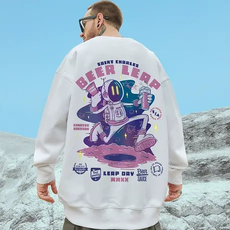 秋季2024嘻哈潮牌大码卫衣男宇航员宽松炸街新款爆款情侣上衣潮流图片