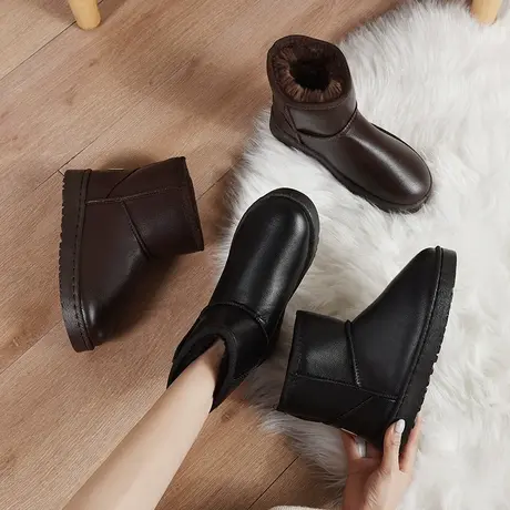 雪地靴女2023年新款冬季网红加绒加厚棉鞋防水防滑皮毛一体鞋子图片