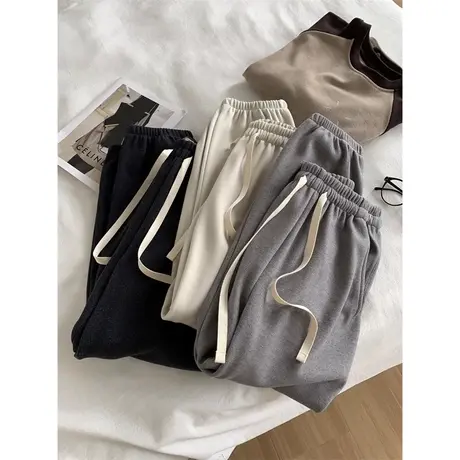 ins超火阔腿卫裤女高腰宽松加绒加厚秋冬装百搭韩版运动休闲长裤商品大图