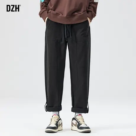 男士黑色工装裤子男款春季2024年新款纯棉休闲裤直筒宽松运动长裤商品大图