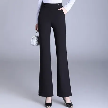 黑色高腰微喇裤女春季2024新款时尚显瘦长裤垂感通勤职业喇叭裤子商品大图