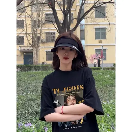 重磅新款夏季圆领T恤女2024年美式宽松高级感时尚百搭宽松打底衣商品大图