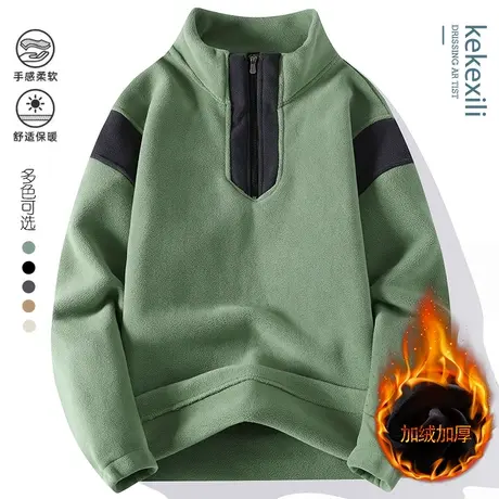 2023秋冬新款男士加绒加厚长袖T恤衫宽松加肥大码卫衣冬装打底衫图片