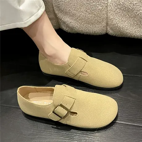 勃肯鞋女2024新款春秋季平底博肯鞋全包一脚蹬豆豆鞋单鞋软底鞋子商品大图
