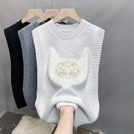 2024年春季新款背心女古风设计感小众针织马甲女百搭无袖毛衣女潮商品大图