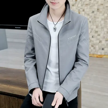 韩版春秋季新款帅气立领男装外套青年潮流男士薄款休闲百搭夹克衫商品大图