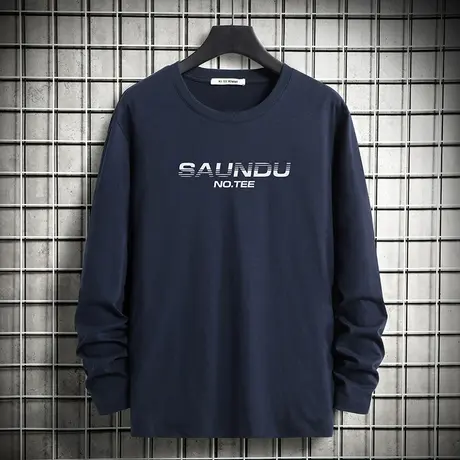 纯棉长袖t恤男装2023新款秋季潮流全棉内搭打底衫字母印花秋衣服商品大图