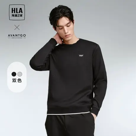 【加厚加绒】HLA/海澜之家轻商务针织衫23秋冬暖+加绒圆领上衣男图片